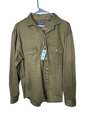 Tailorbyrd Olive Green Medium Long Sleeve Button-Down Shirt